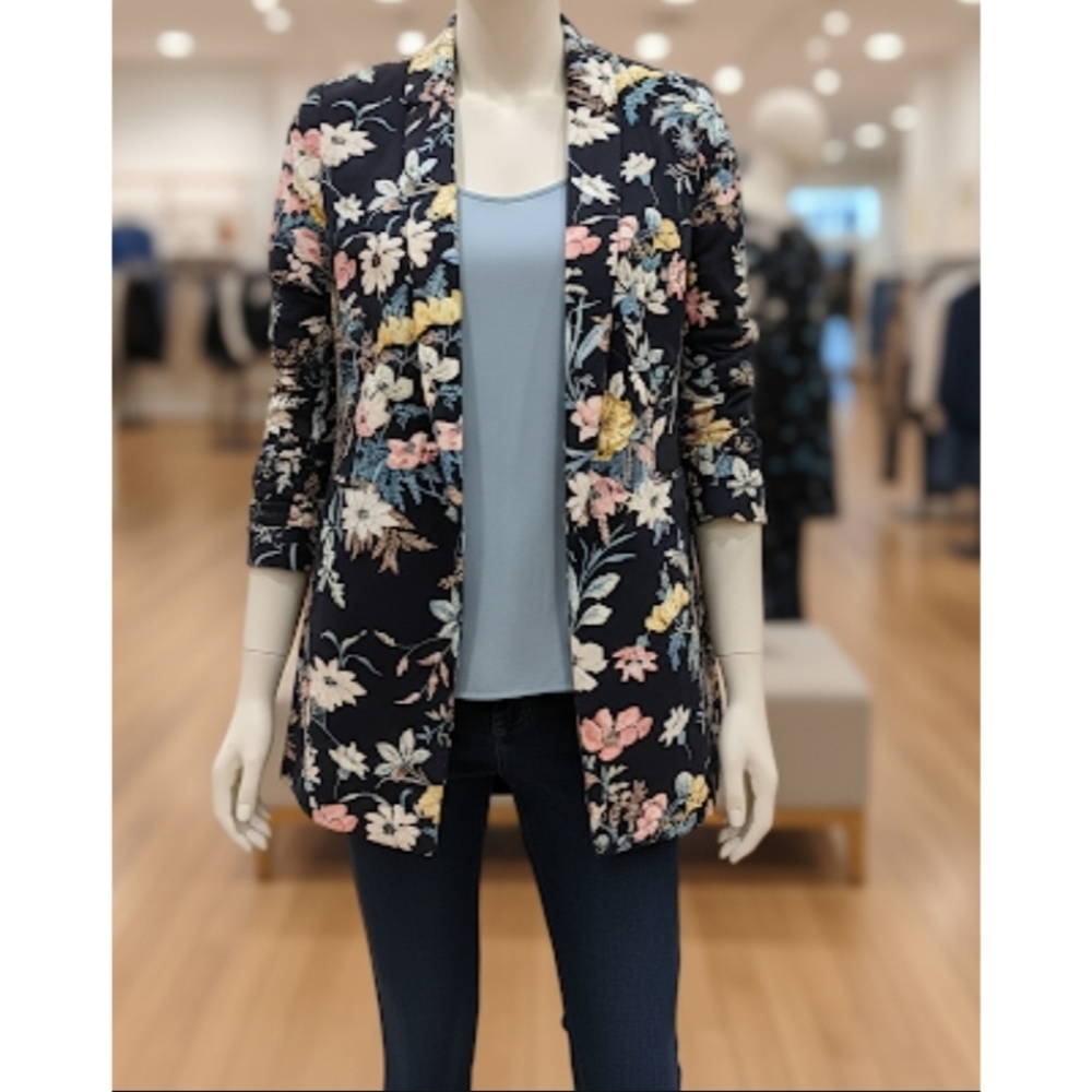 Chapter One Floral Blazer/Jacket, Navy Blue Floral, M, NWT ✔️